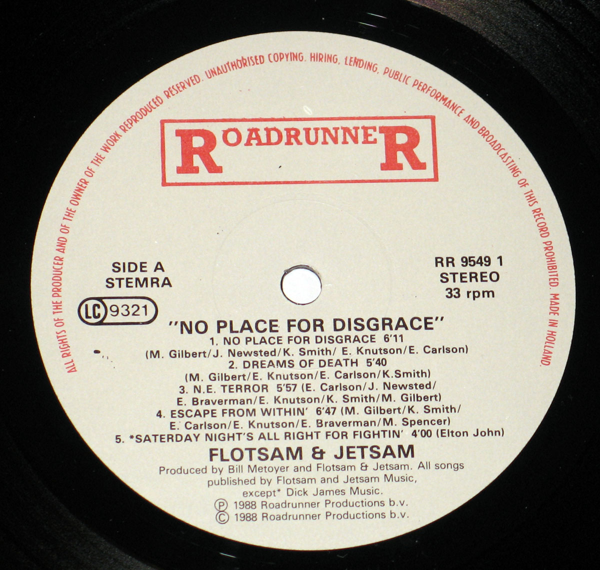 High Resolution Photo #3 FLOTSAM and JETSAM No Place for Disgrace Netherlands Vinyl Record